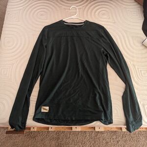 Men's Green Tracksmith Harrier Long Sleeve Merino Wool Running Shirt Size Medium